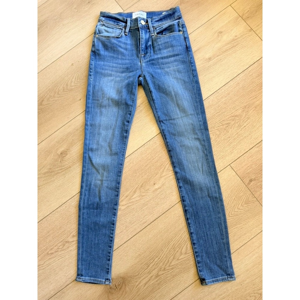 Frame Le High Skinny Jeans Medium Wash Blue High Rise Denim Size 24 Women